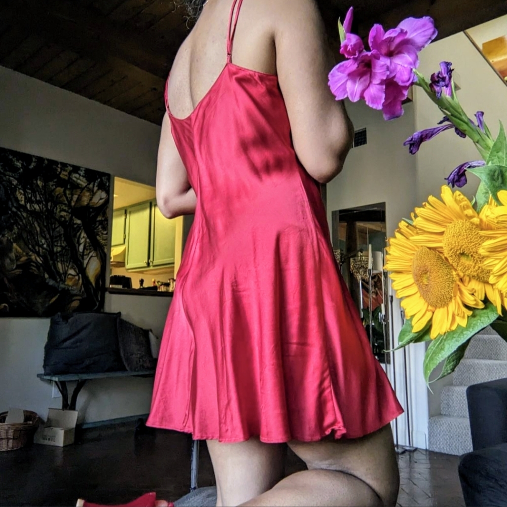 Victoria's Secret red silk slip